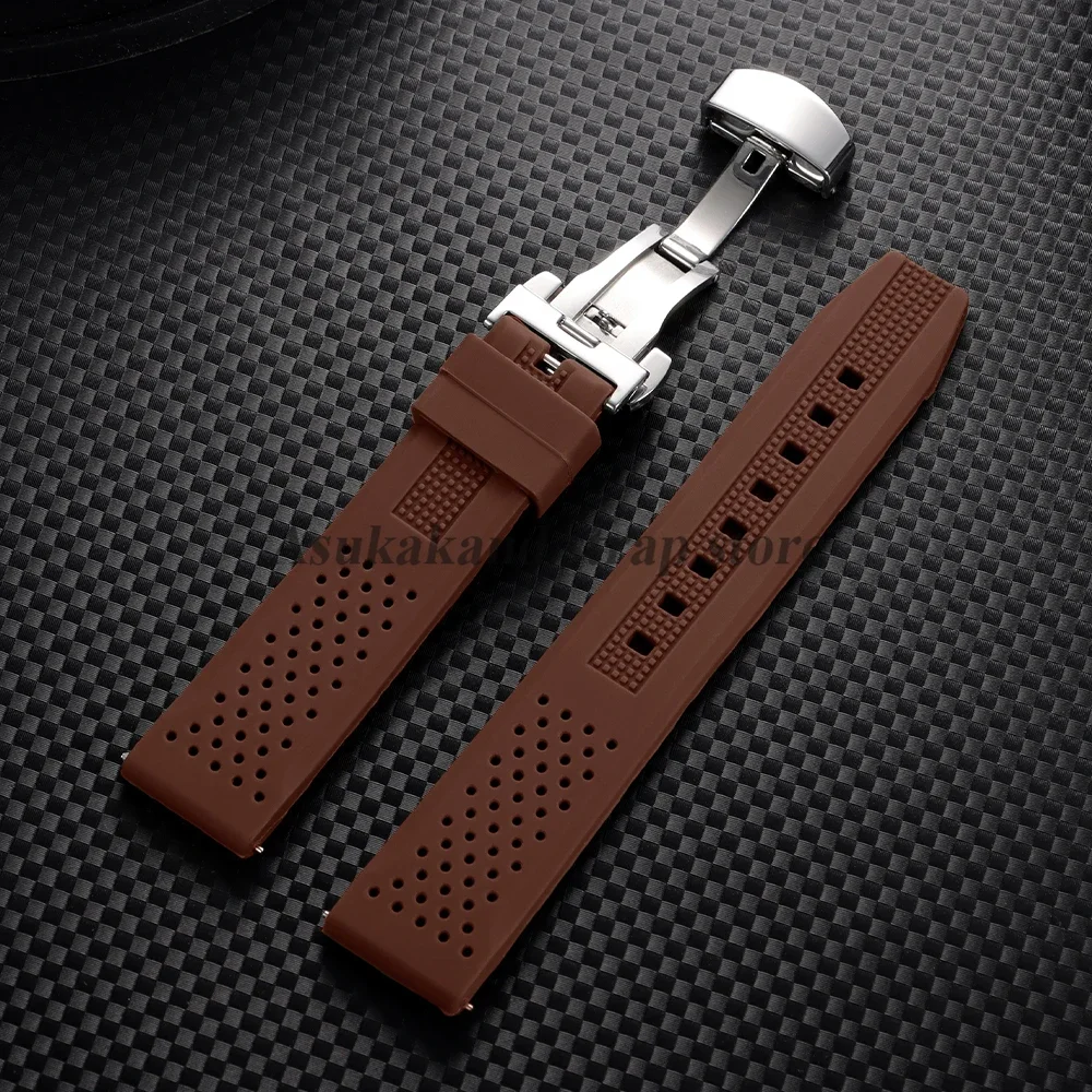 16mm 18mm 20mm 22mm 24mm for Seiko for Omega Rubber Watch Strap Quick Release Breathable Butterfly Band