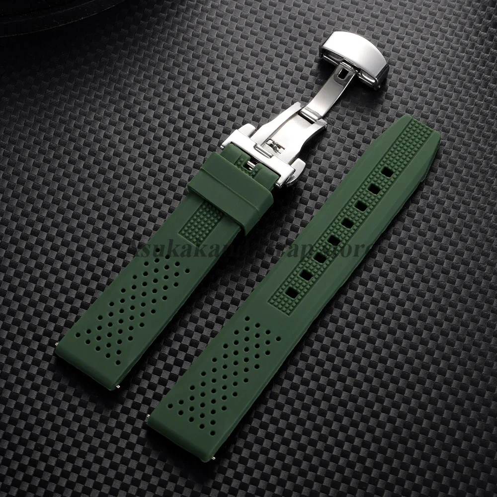 16mm 18mm 20mm 22mm 24mm for Seiko for Omega Rubber Watch Strap Quick Release Breathable Butterfly Band