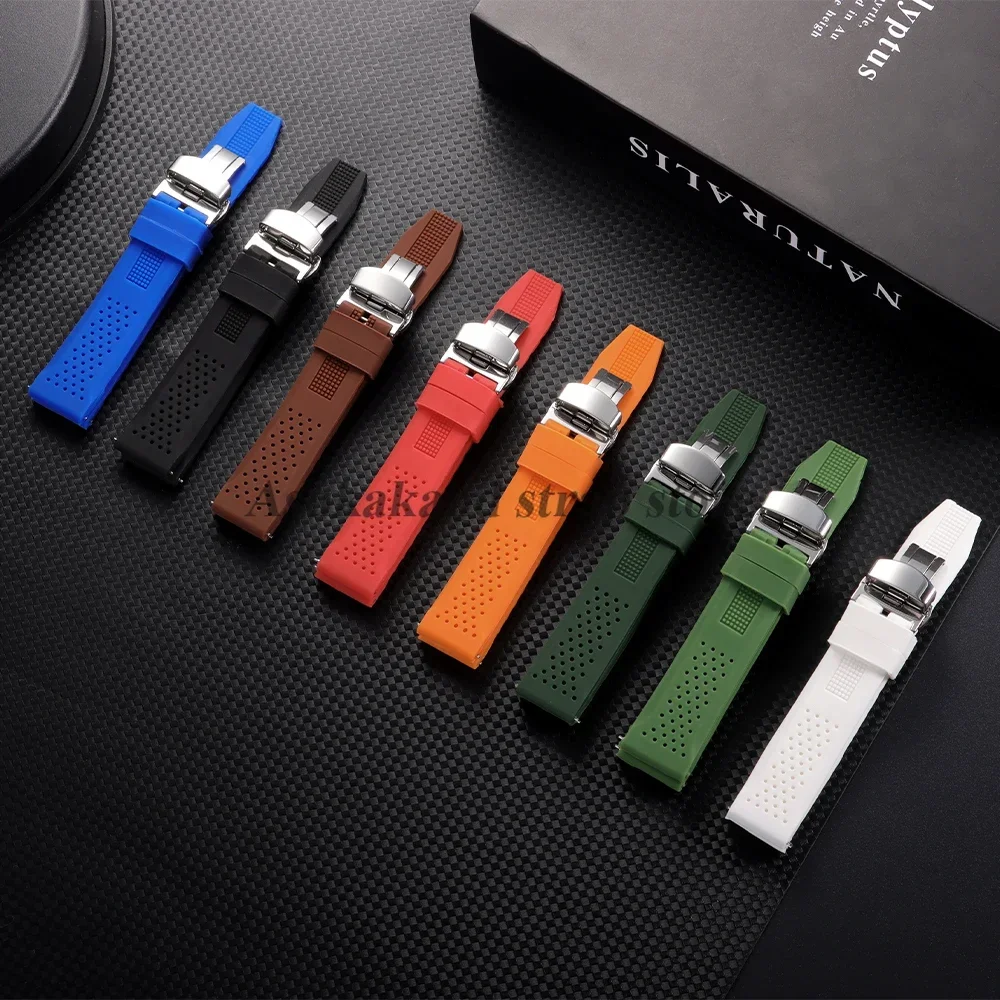 16mm 18mm 20mm 22mm 24mm for Seiko for Omega Rubber Watch Strap Quick Release Breathable Butterfly Band