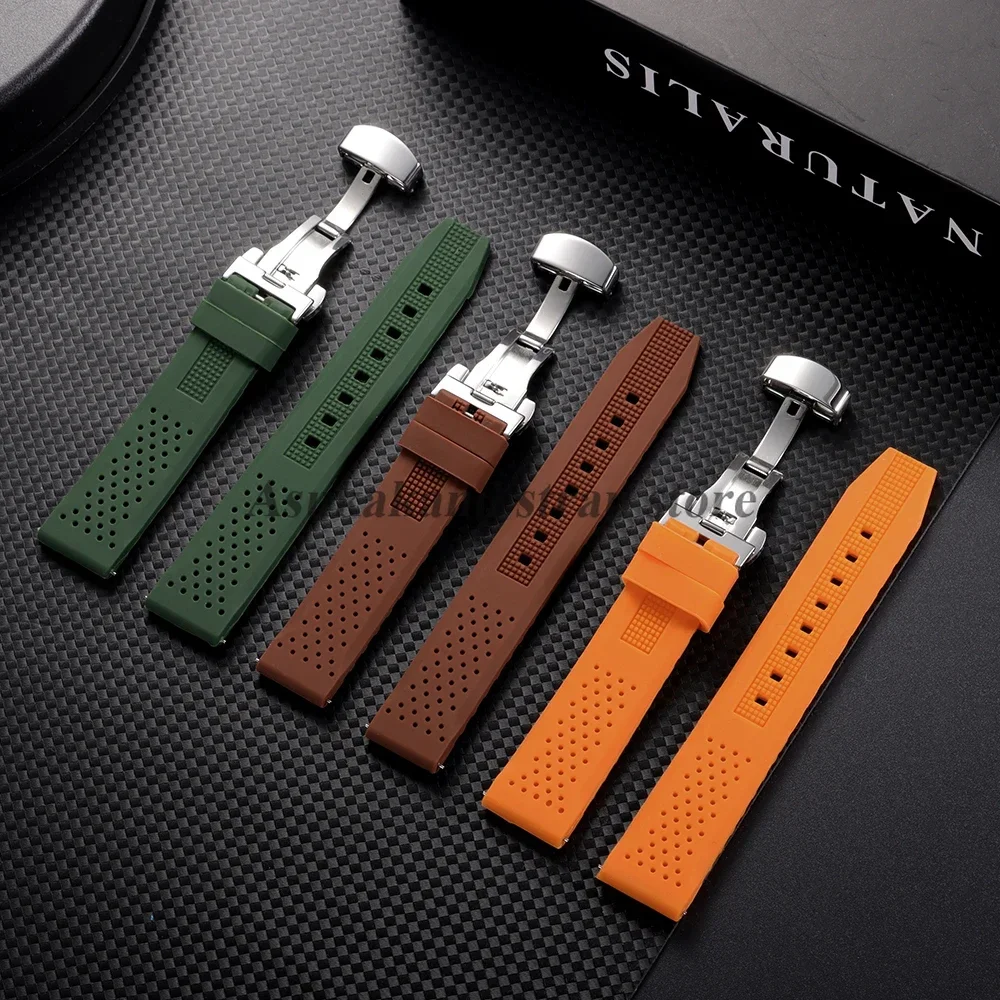 16mm 18mm 20mm 22mm 24mm for Seiko for Omega Rubber Watch Strap Quick Release Breathable Butterfly Band