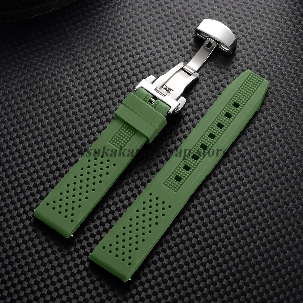 16mm 18mm 20mm 22mm 24mm for Seiko for Omega Rubber Watch Strap Quick Release Breathable Butterfly Band