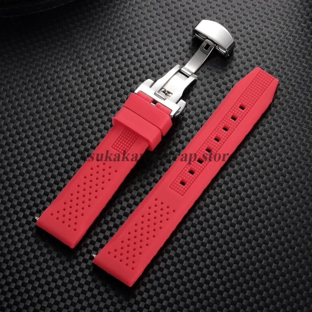 16mm 18mm 20mm 22mm 24mm for Seiko for Omega Rubber Watch Strap Quick Release Breathable Butterfly Band