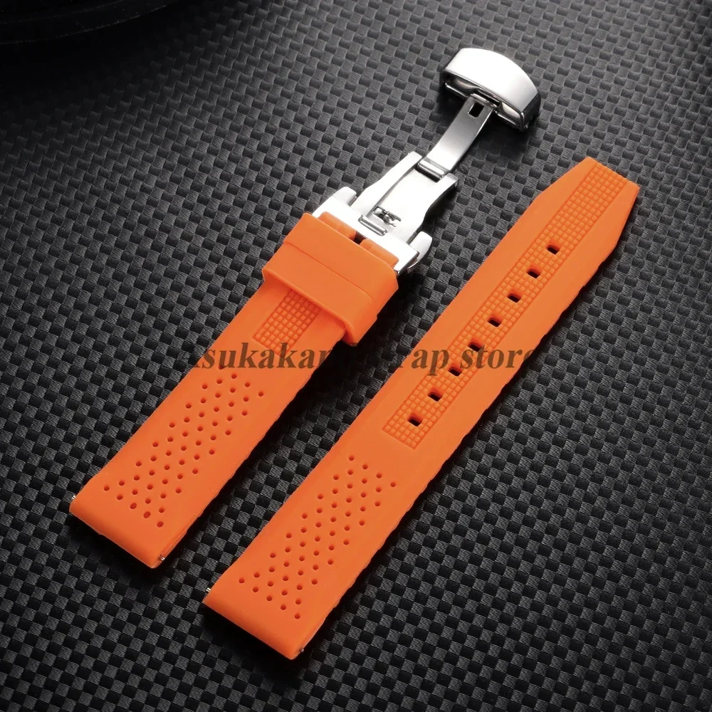 16mm 18mm 20mm 22mm 24mm for Seiko for Omega Rubber Watch Strap Quick Release Breathable Butterfly Band