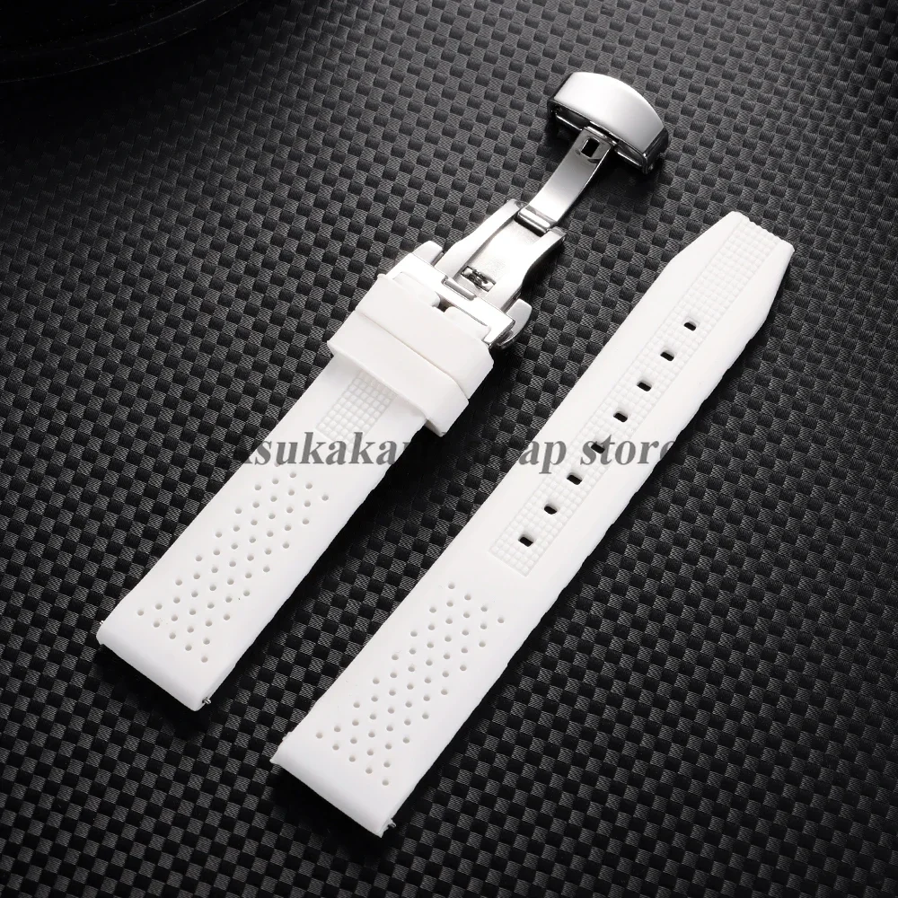 16mm 18mm 20mm 22mm 24mm for Seiko for Omega Rubber Watch Strap Quick Release Breathable Butterfly Band