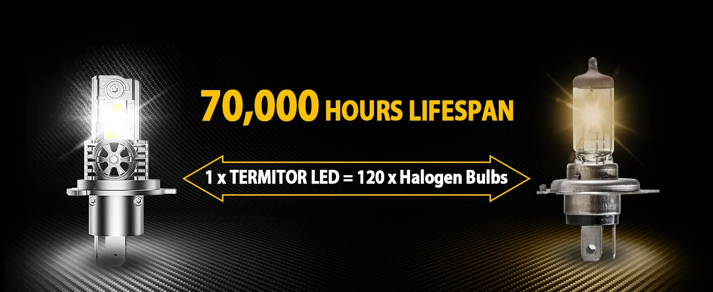 2PCS LED H4 9003 HB2 Bulbs Hi/Low Beam, 50000LM 6500K 1:1 Halogen Size Automotive Replacement H4 9003 HID Fog Lights