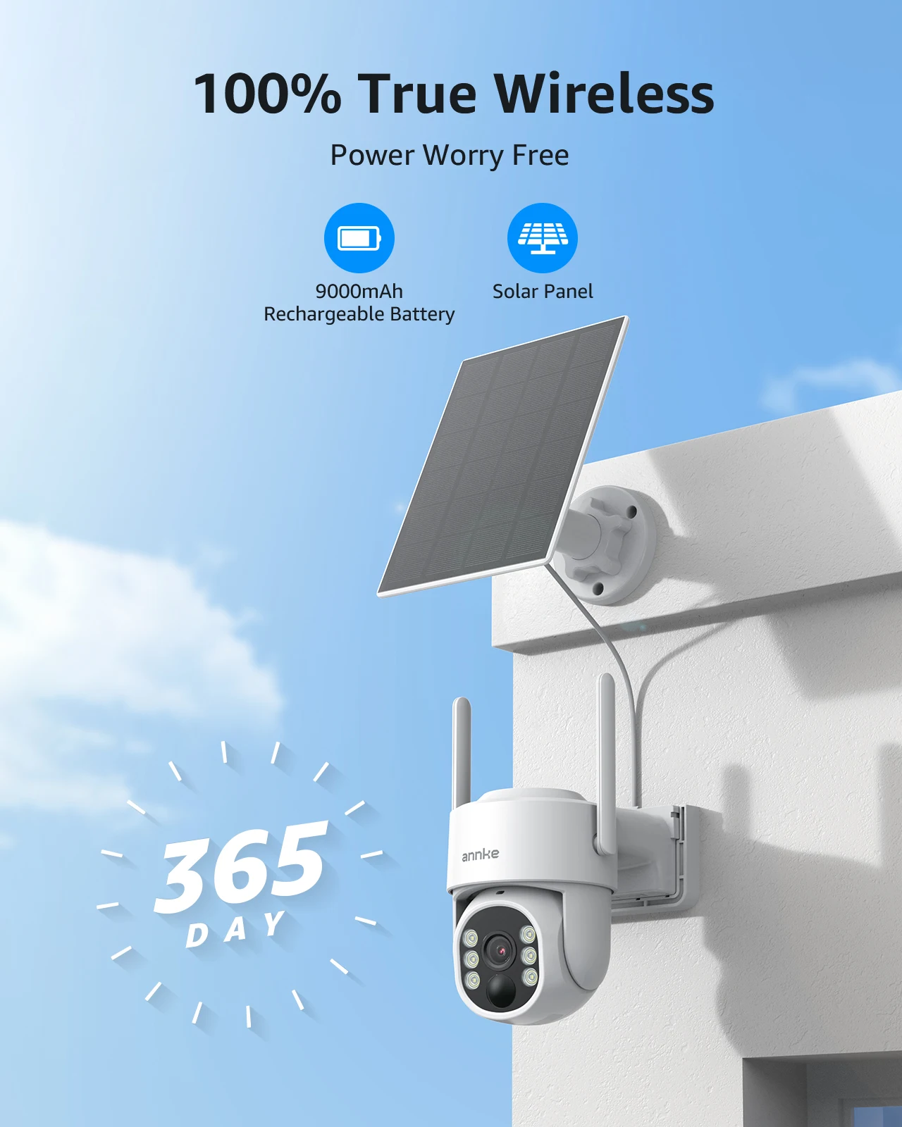 Annke 4MP 4PCS Solar Wireless Security Cameras Video Surveillance Kit Two-way Voice 7″ Monitor Motion Detection Security 4CH NVR
