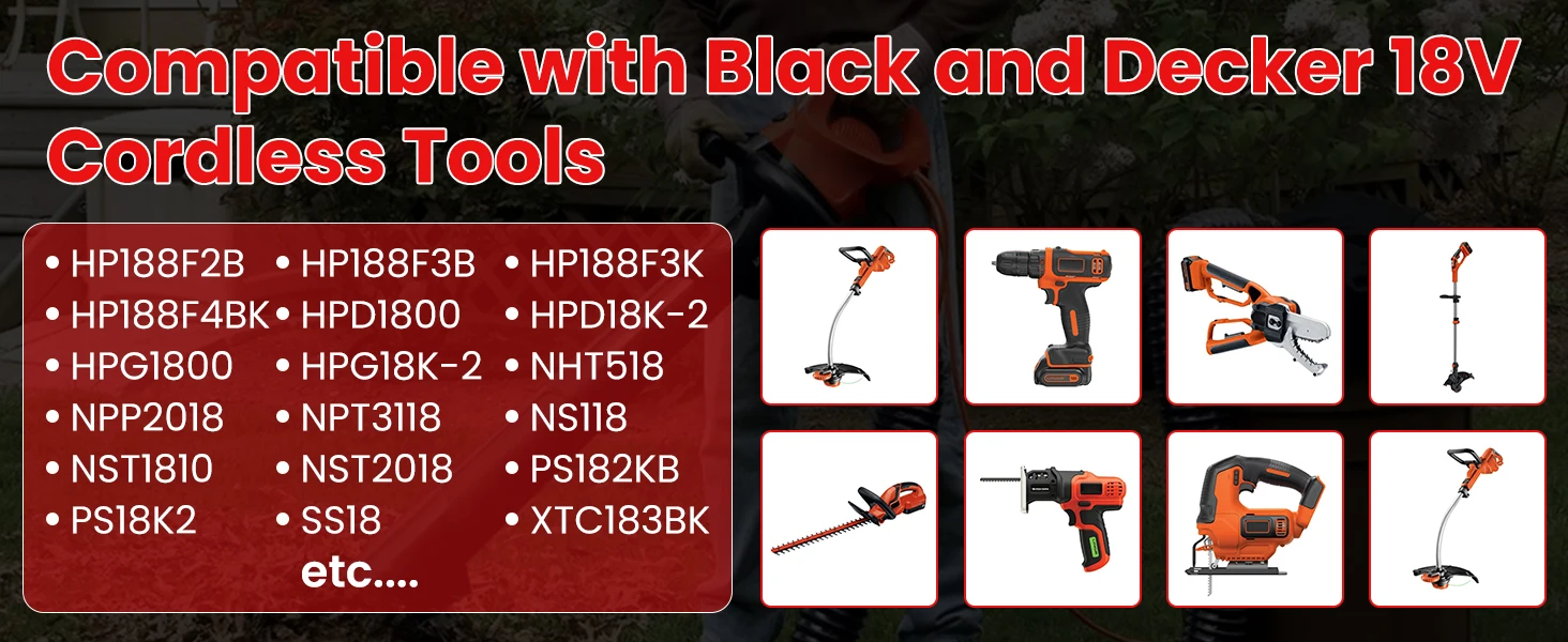 VANON 1/2/4Pack HPB18 18V 4.8ah Lithium-ion Battery Replace for Black and Decker HPB18-OPE FSB18 244760 Tools Battery pin