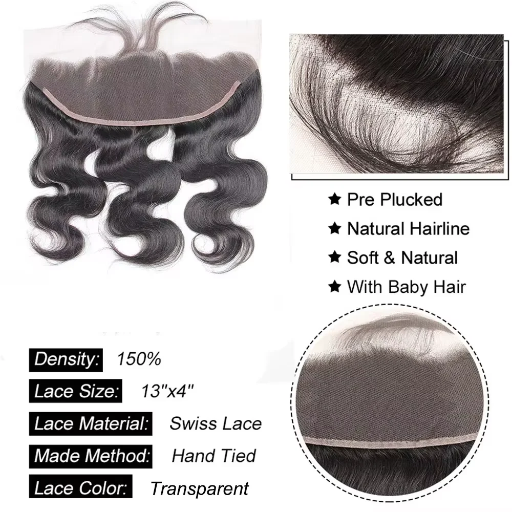 Peruvian Human Hair Bundles With Closure Body Wave Raw 3 4 Bundles With 4x4 5x5 HD Lace Closure Virgin Weave With 13x4 Frontal