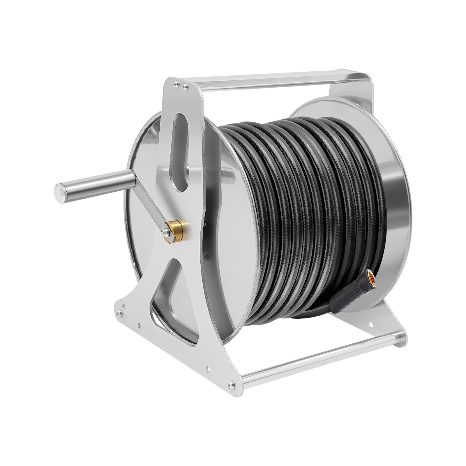 Professional Stainless Steel Hose Reel - Wall Mount/Freestanding Garden Hose Storage (164ft Capacity)