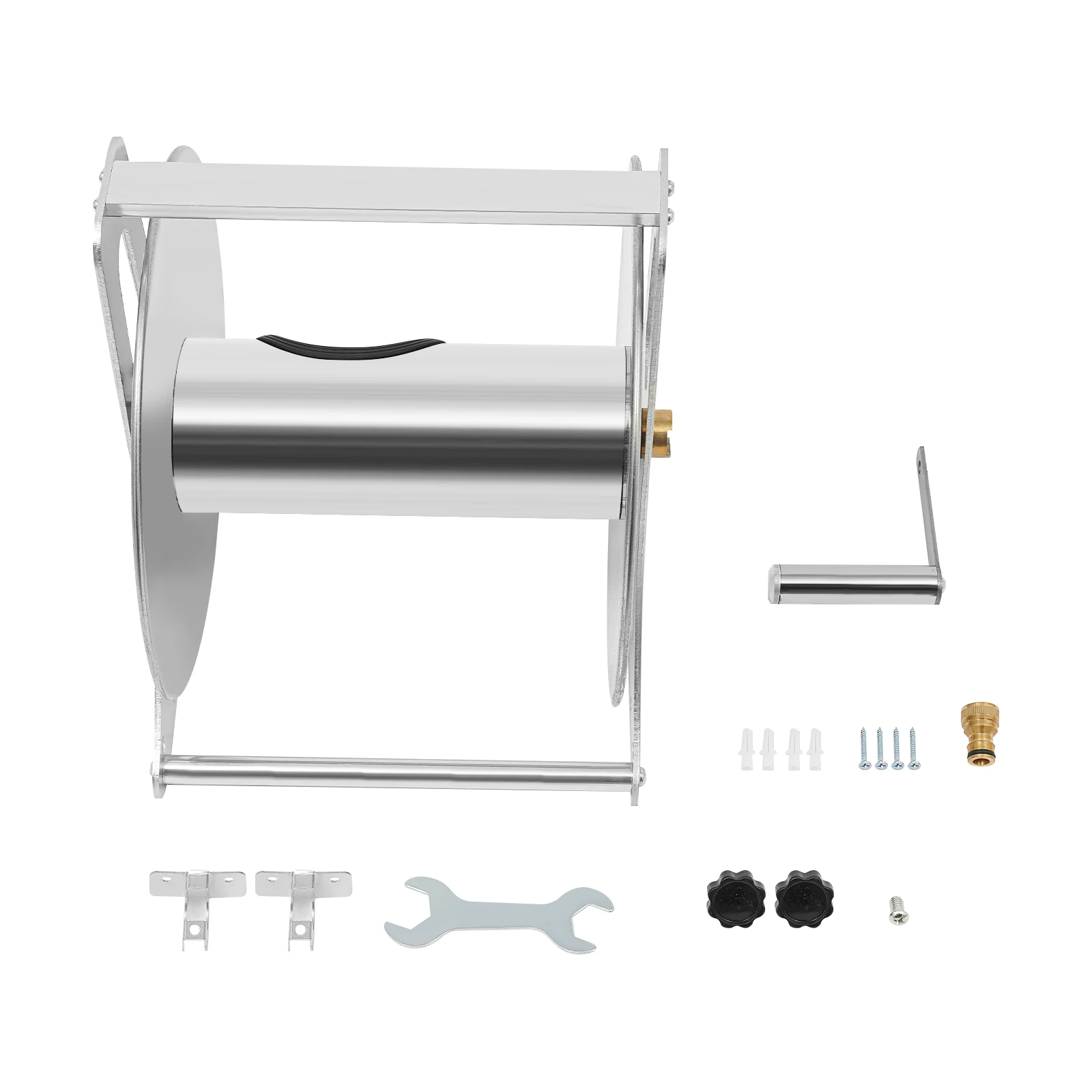 Professional Stainless Steel Hose Reel - Wall Mount/Freestanding Garden Hose Storage (164ft Capacity)