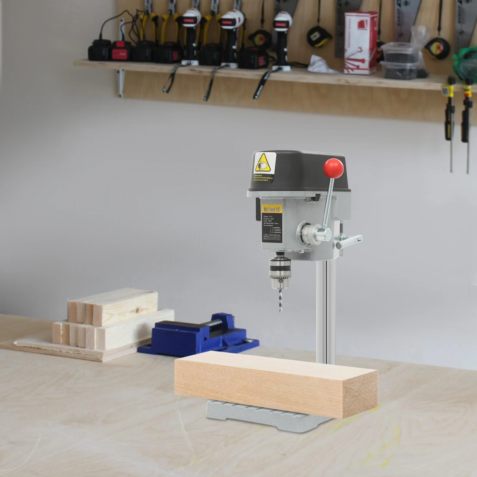 340W Mini Benchtop Drill Press, 3 Speed Adjustable, for Drilling Iron, Wood, Plastic, Shell, Crystal, Aluminum, Resin