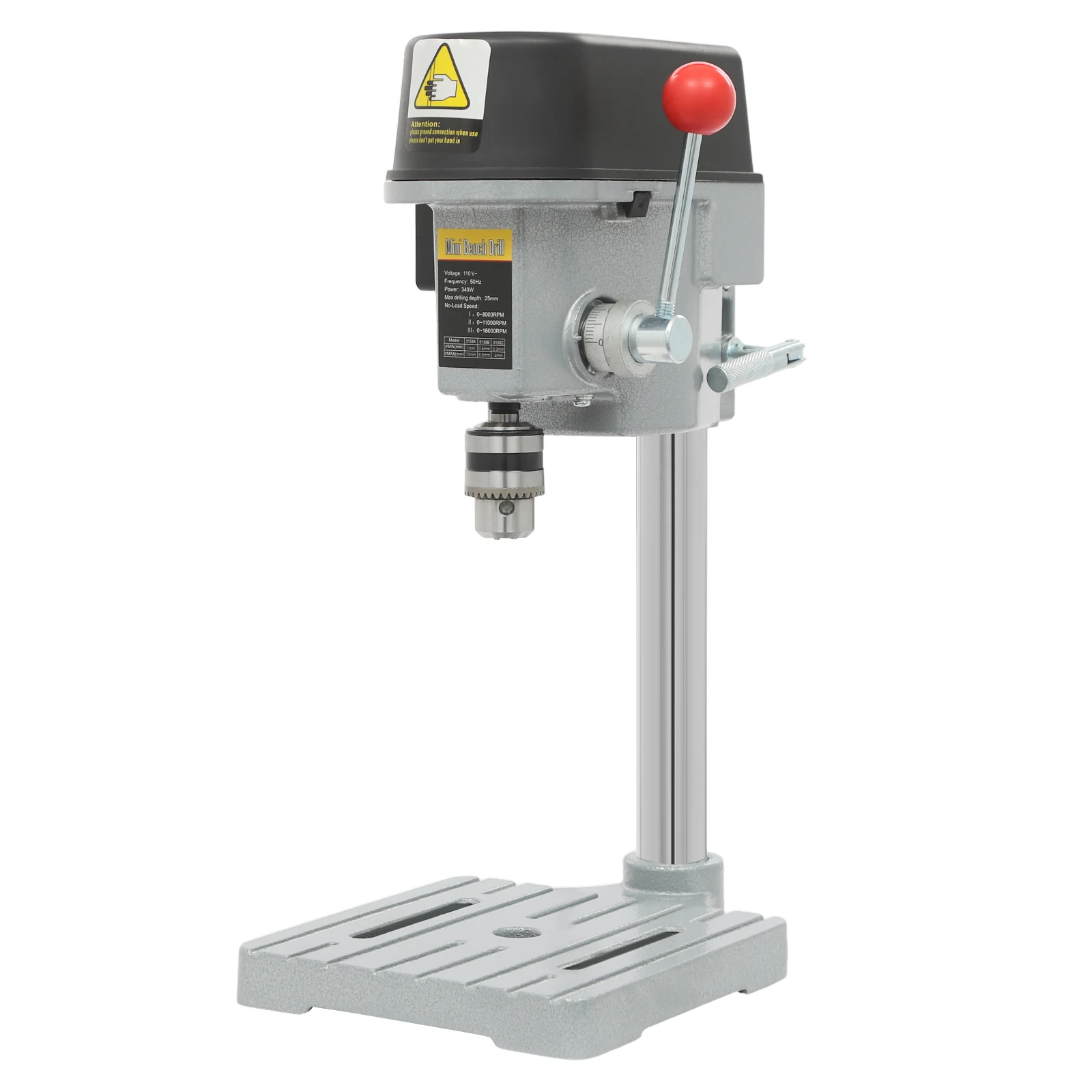 340W Mini Benchtop Drill Press, 3 Speed Adjustable, for Drilling Iron, Wood, Plastic, Shell, Crystal, Aluminum, Resin