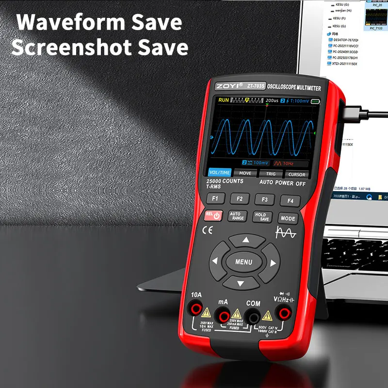 ZOYI 703S 3-in-1 Oscilloscope Multimeter with 3.5 Inch IPS Display,25000 Counts, Dual Channel 50MHZ Bandwidth,280MSa/s High