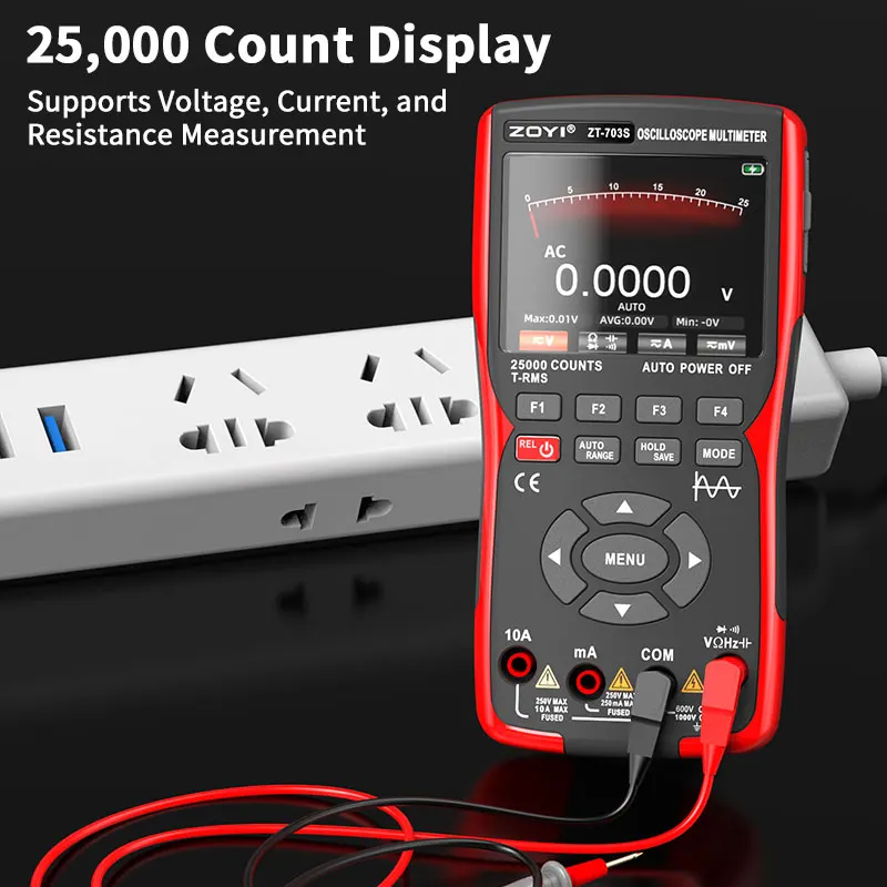 ZOYI 703S 3-in-1 Oscilloscope Multimeter with 3.5 Inch IPS Display,25000 Counts, Dual Channel 50MHZ Bandwidth,280MSa/s High