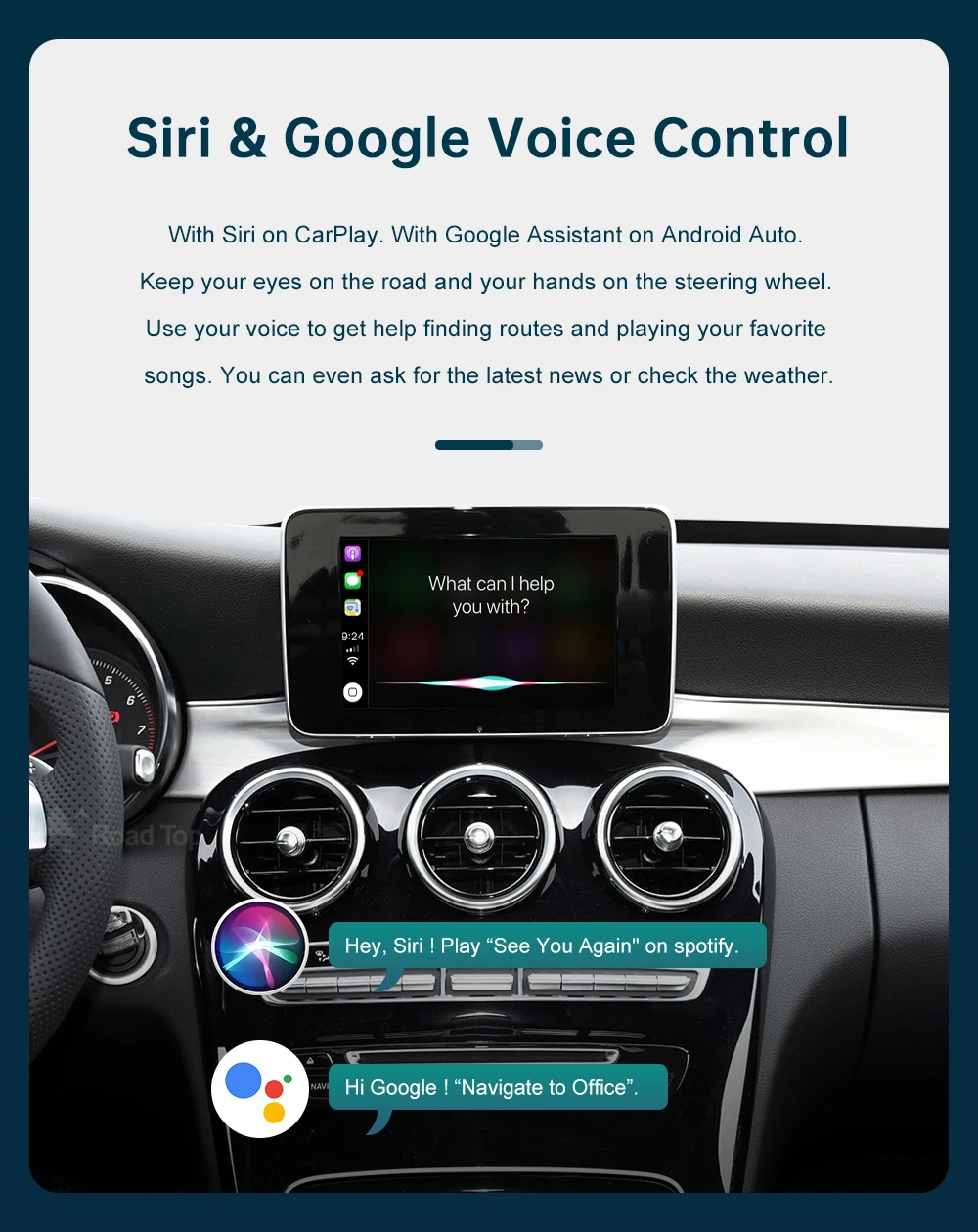 US Wireless CarPlay for Mercedes Benz A CLA GLA W176 C-Class W205 GLC 2015-2018 with Android Auto Mirror Link AirPlay Car Play