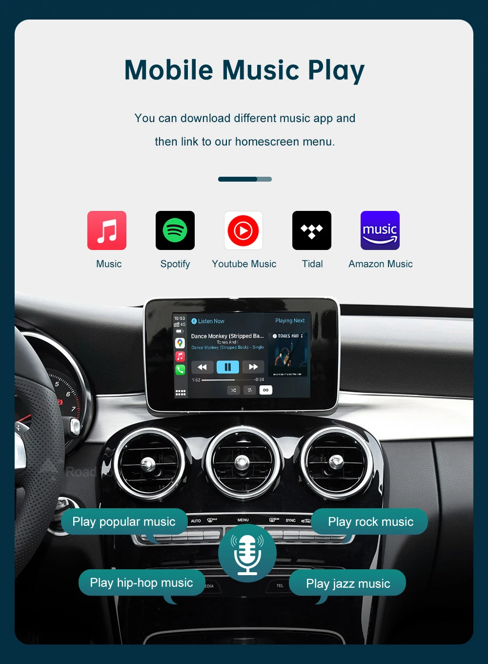 US Wireless CarPlay for Mercedes Benz A CLA GLA W176 C-Class W205 GLC 2015-2018 with Android Auto Mirror Link AirPlay Car Play