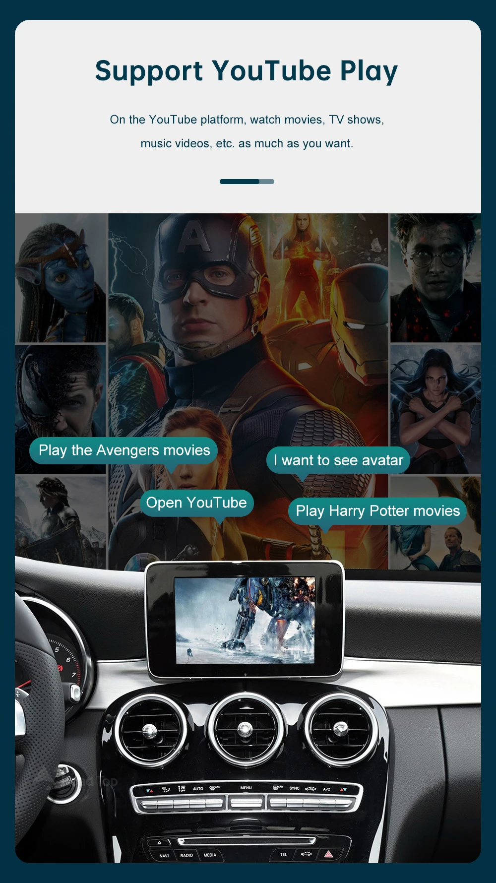 US Wireless CarPlay for Mercedes Benz A CLA GLA W176 C-Class W205 GLC 2015-2018 with Android Auto Mirror Link AirPlay Car Play