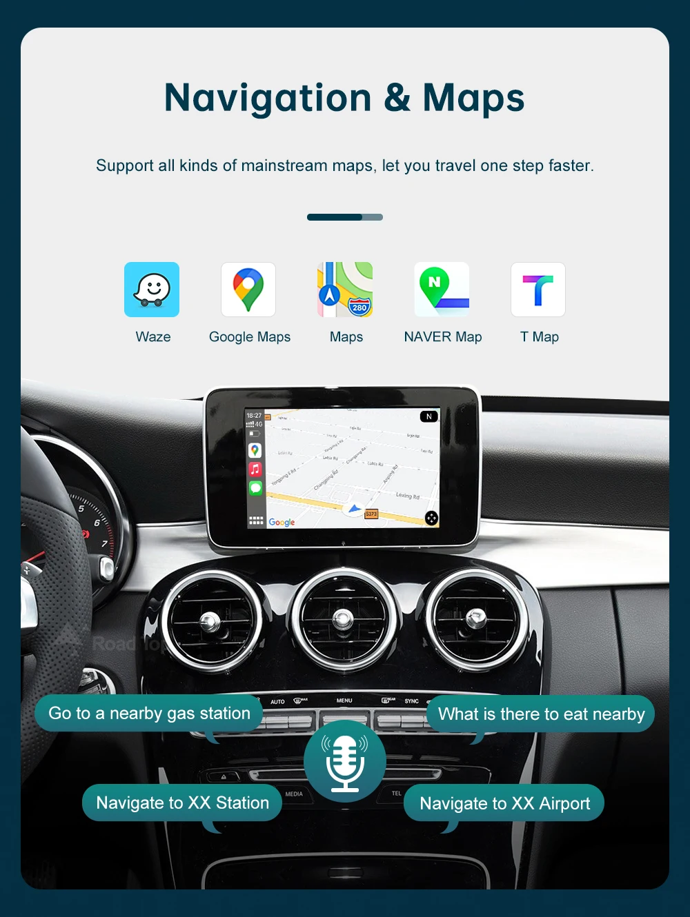 US Wireless CarPlay for Mercedes Benz A CLA GLA W176 C-Class W205 GLC 2015-2018 with Android Auto Mirror Link AirPlay Car Play
