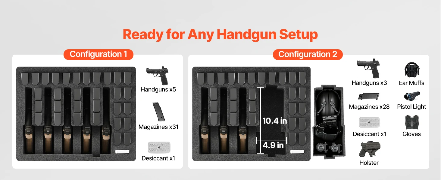 SucceBuy Hard Pistol Case Hard Gun Case with XPE Foam Lining Waterproof Pistol Box with Customizable Interior for Gun Lenses