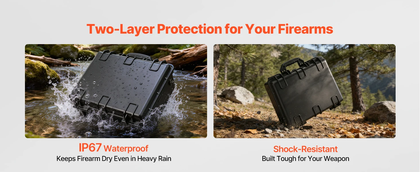SucceBuy Hard Pistol Case Hard Gun Case with XPE Foam Lining Waterproof Pistol Box with Customizable Interior for Gun Lenses