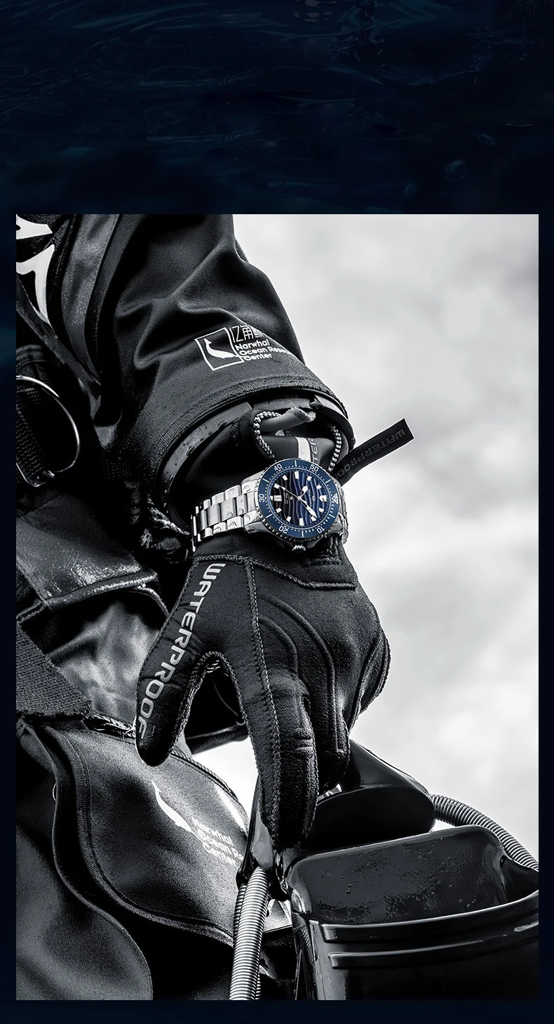 Seagull Men's Watch Timepiece Wave-patterned Dial 30Bar Waterproof Luminous Calendar Clock Automatic Mechanical Wristwatch 1218