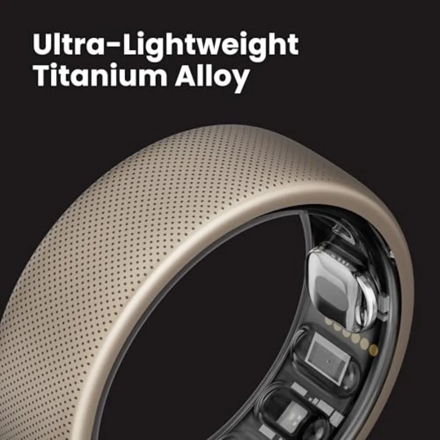 (Size 12)Amazfit Helio Smart Ring Health Tracker Fitness Tracker Ring No Subscription Monitors Sleep Heart Rate and Stress Titanium Allo