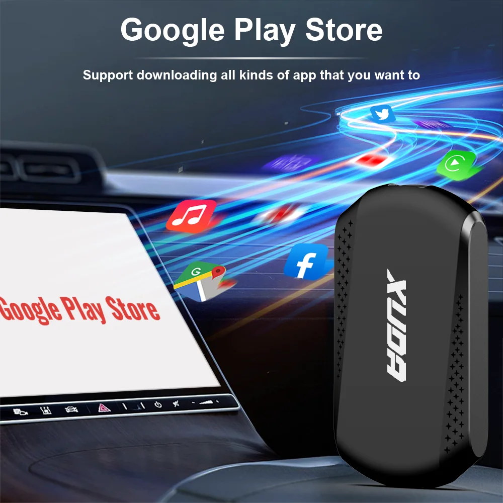 XUDA Android14 Wireless CarPlay/Android Auto 3in1 NEW CarPlay Ai Box 4Cores 4GB RAM+64GB ROM Plug and Play Stable Transmission