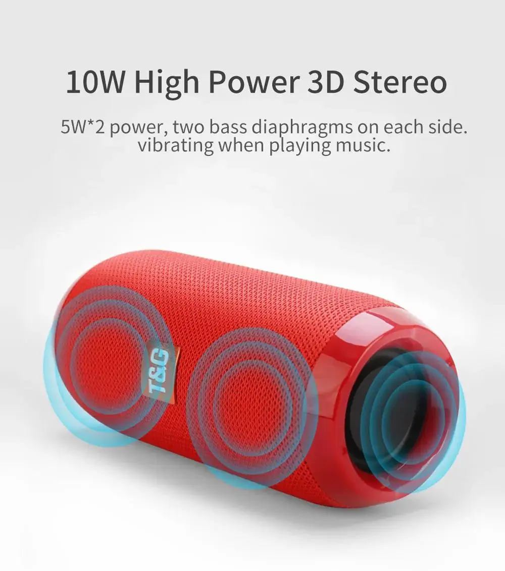 Portable Bluetooth Speaker TG117, with Subwoofer, Supports Memory Card, USB Music Player, Suitable for Outdoor, Home, and Gift