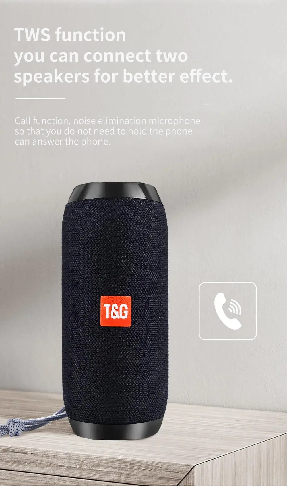 Portable Bluetooth Speaker TG117, with Subwoofer, Supports Memory Card, USB Music Player, Suitable for Outdoor, Home, and Gift