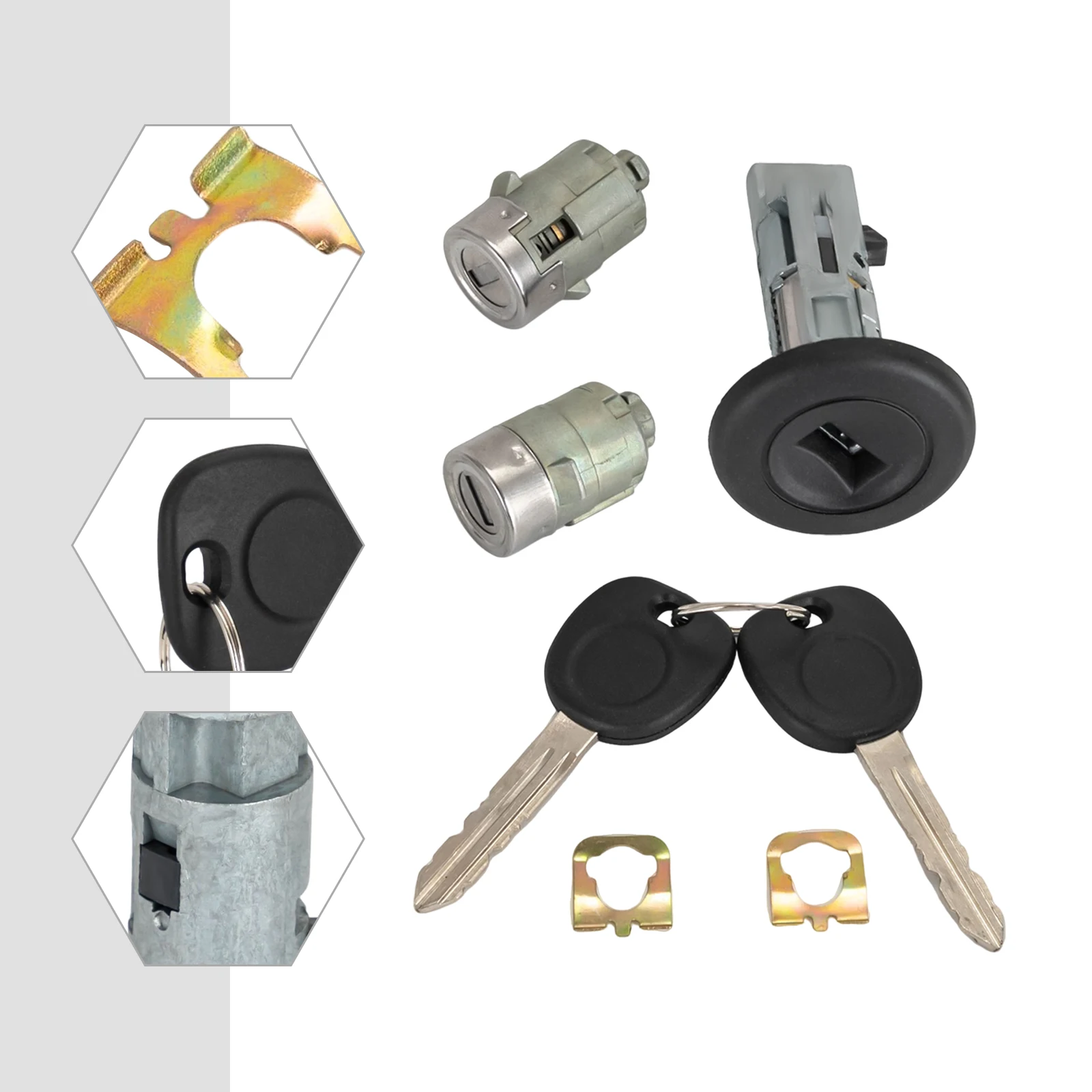 Ignition Key Switch Cylinder & 2 Door Lock Set Switch Cylinder and Door Lock Cylinders for Cadillac/Chevrolet/Pickup Truck