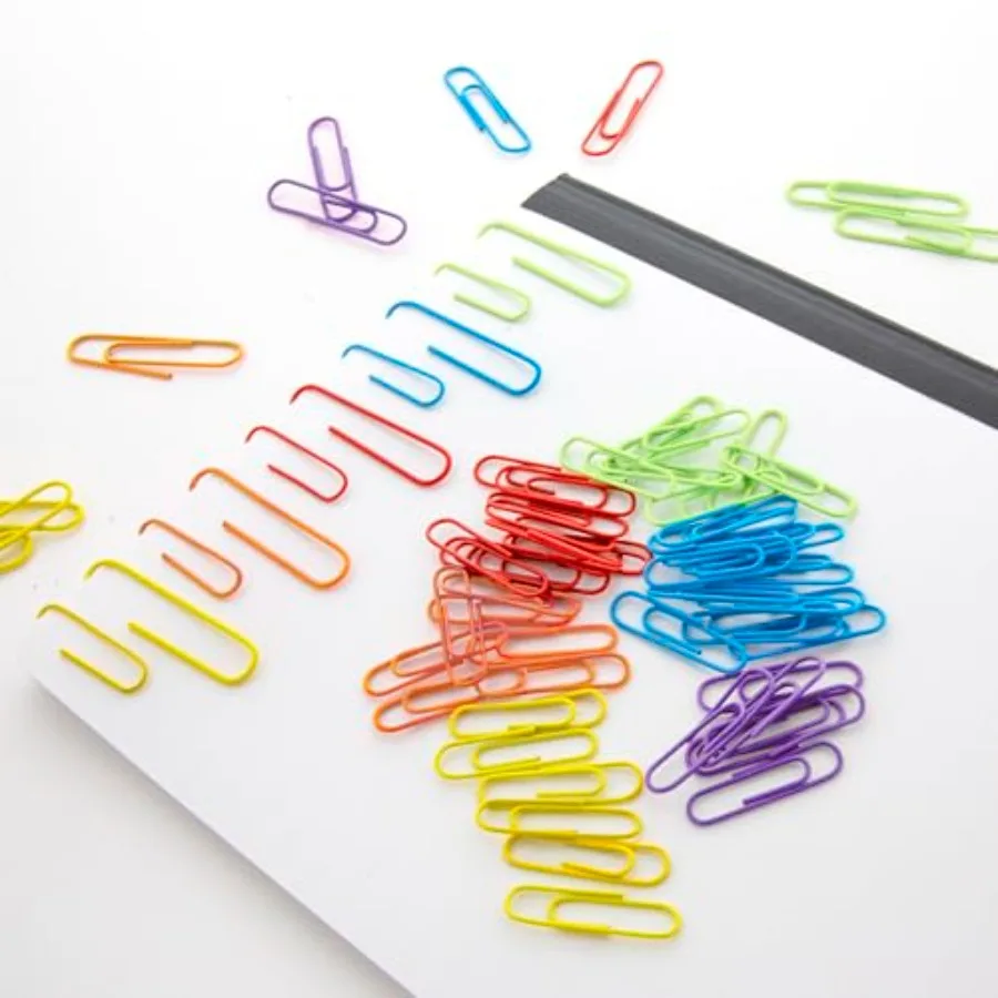 B No. 1 Regular Paper Clips for Stationary and Office Supplies Assorted Colors 33 mm 200 Per Pack