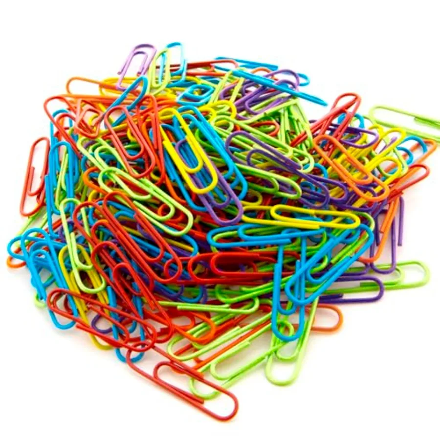 B No. 1 Regular Paper Clips for Stationary and Office Supplies Assorted Colors 33 mm 200 Per Pack