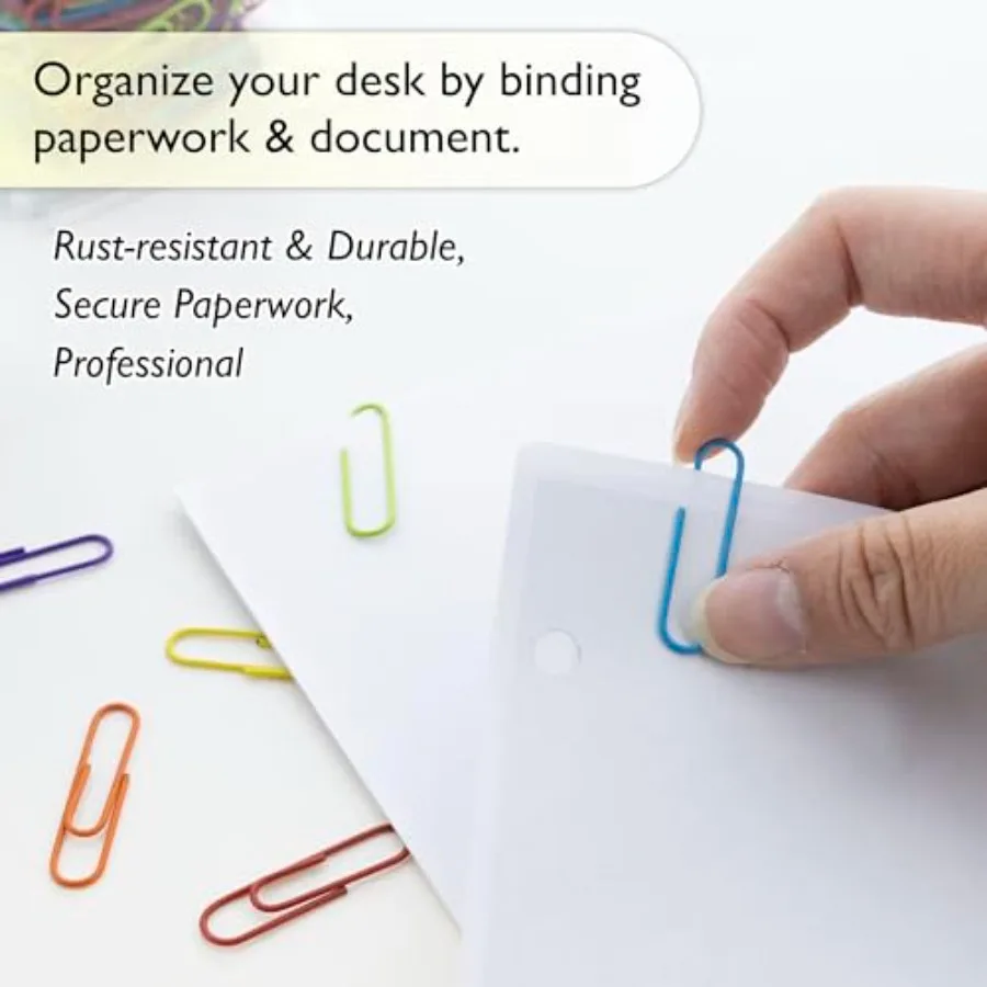 B No. 1 Regular Paper Clips for Stationary and Office Supplies Assorted Colors 33 mm 200 Per Pack
