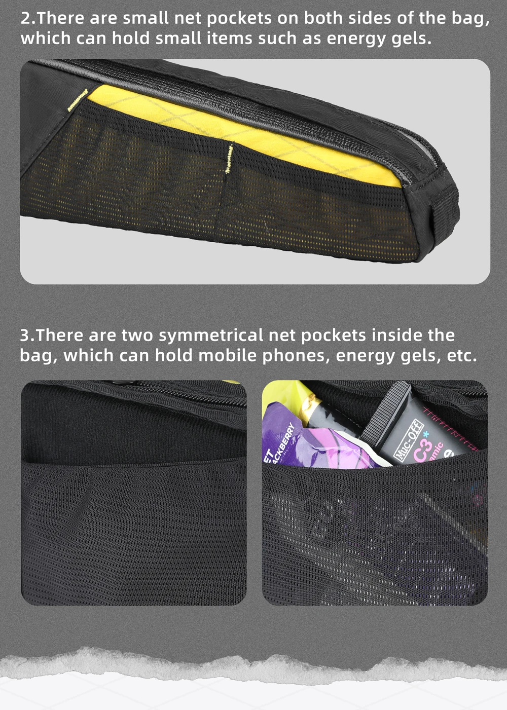 Rhinowalk BIke Extra Long  Top Tube Bag Large Water-Resistant Bikepacking For MTB&Road Bike With 18 Inch Or Larger Frame Length