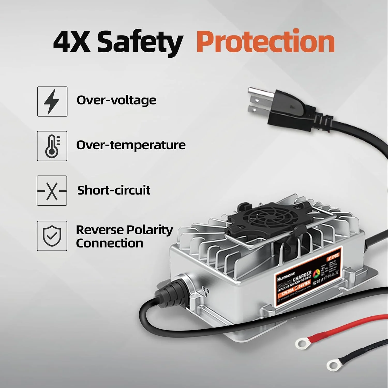 Humsienk 12V 20A 60A/ 24V 15A/ 48V 15A LiFePO4 Battery Charger Multiple Protection Functions For Golf Cart Boat RV Off-Grid