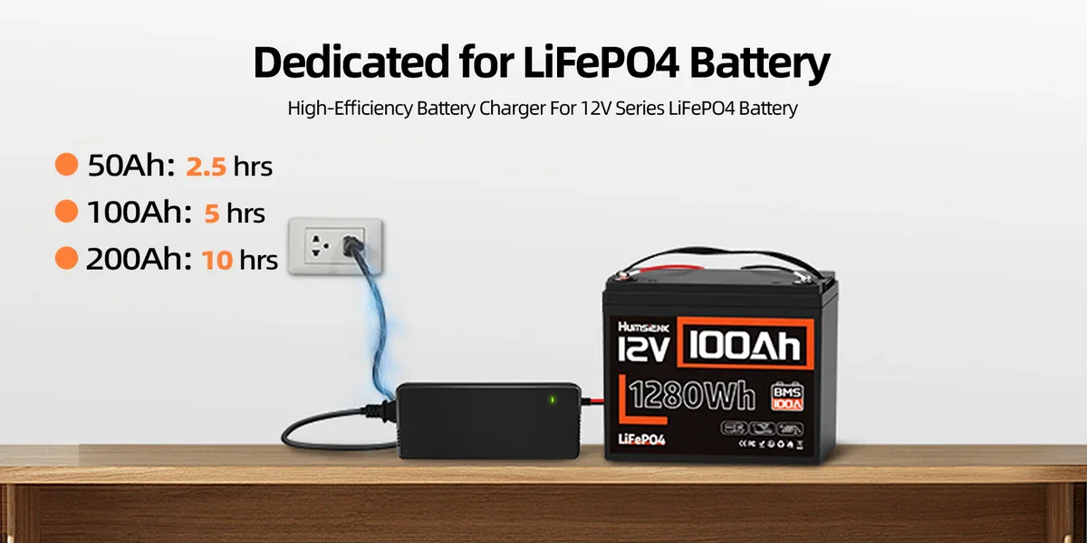 Humsienk 12V 20A 60A/ 24V 15A/ 48V 15A LiFePO4 Battery Charger Multiple Protection Functions For Golf Cart Boat RV Off-Grid