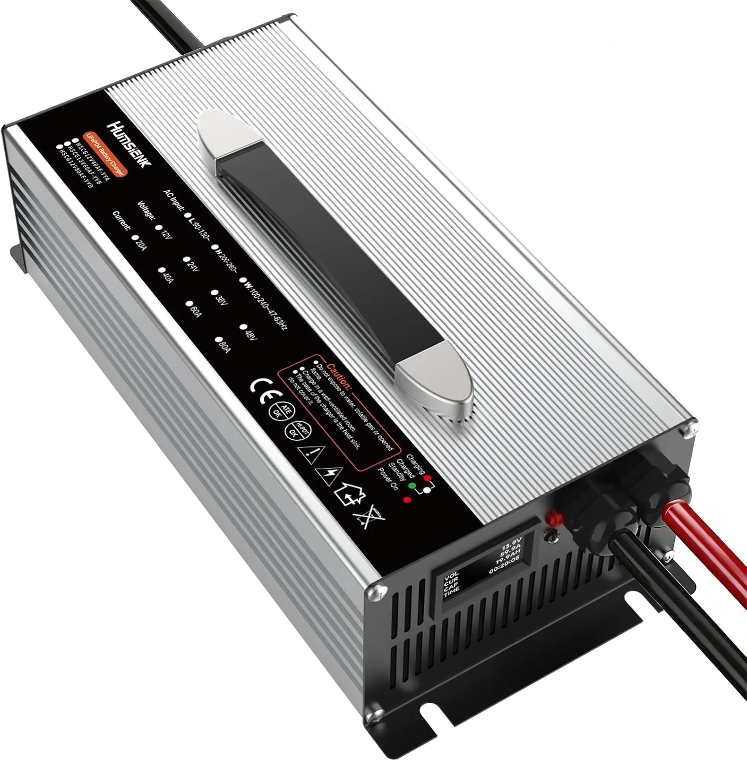 Humsienk 12V 20A 60A/ 24V 15A/ 48V 15A LiFePO4 Battery Charger Multiple Protection Functions For Golf Cart Boat RV Off-Grid