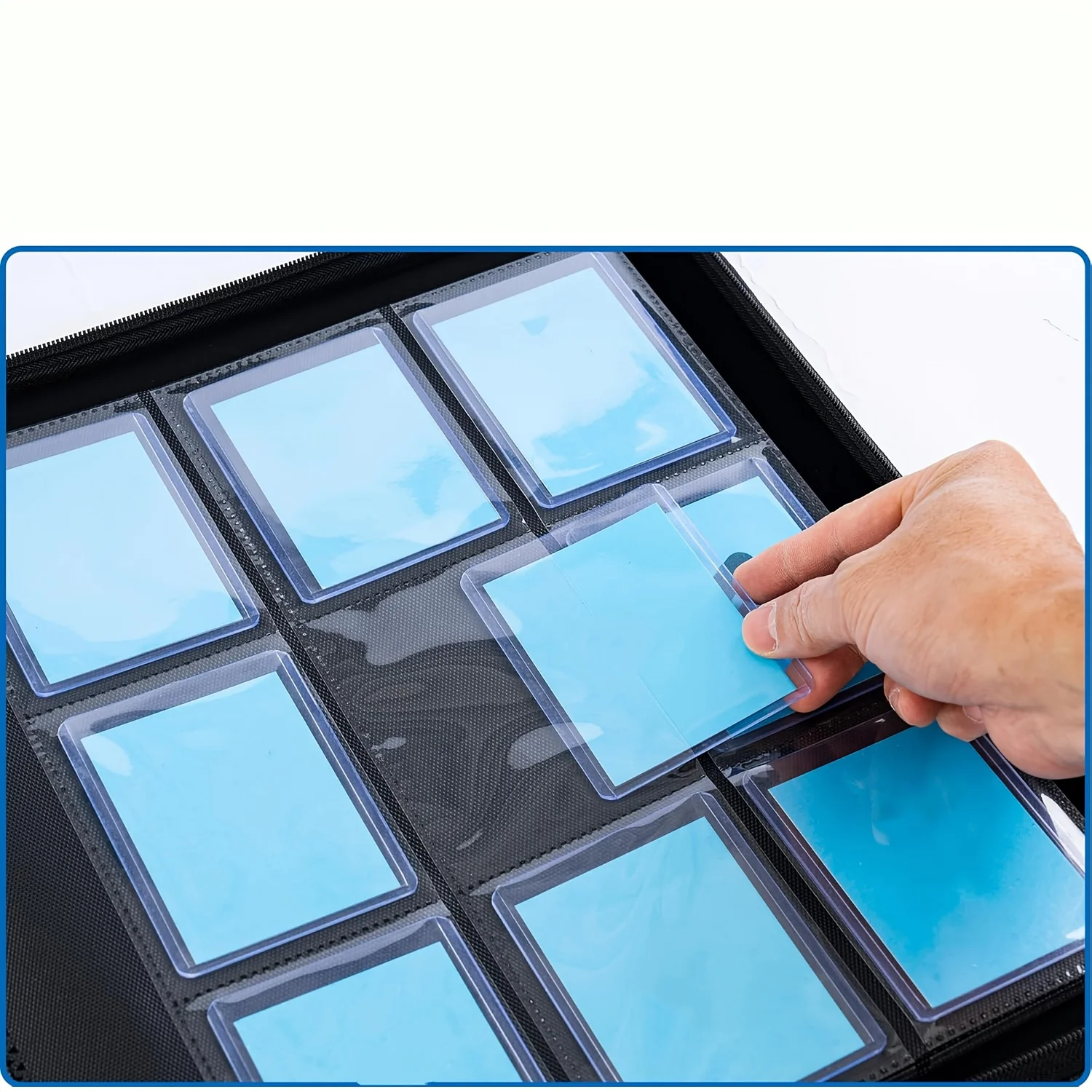 Toploader Binder, Holds 288 Toploader, 9-Pocket PU Cover Top Loader Binder for 3' X 4' Rigid Toploaders, Ringless Double-Sided