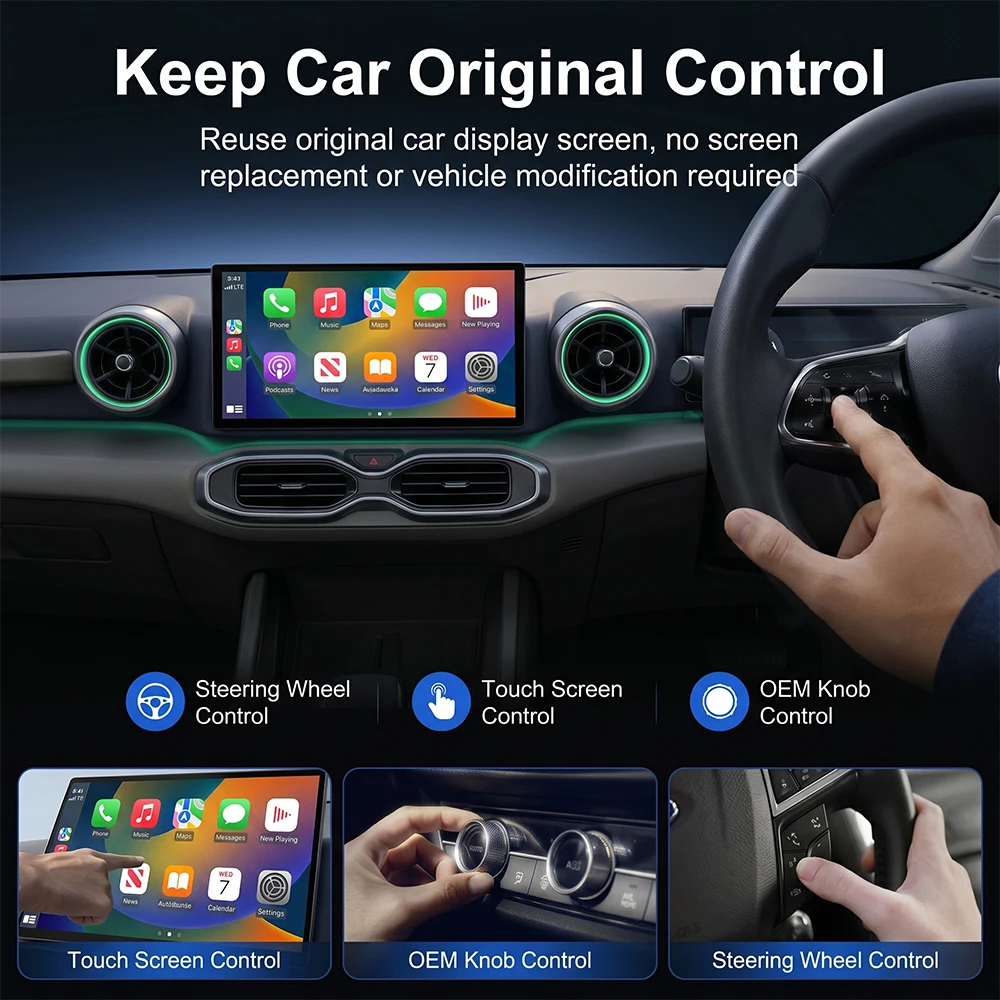 2026 New 2-in-1 Wireless CarPlay & Android Auto Adapter, Wired to Wireless, Plug & Play, Car Smart Dongle, Fit 98% Cars, Bluetooth 5.4+WiFi6, Low Latency, for iPhone & Android