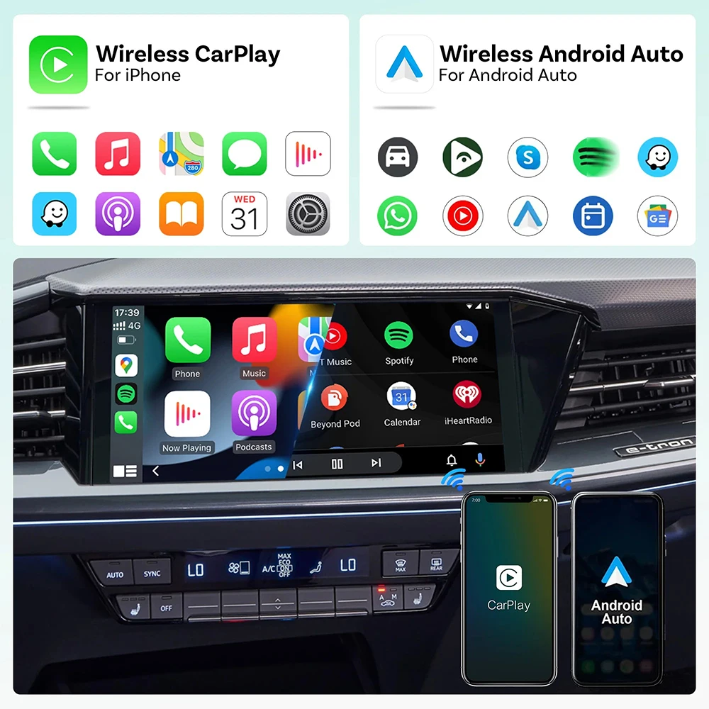 2026 New 2-in-1 Wireless CarPlay & Android Auto Adapter, Wired to Wireless, Plug & Play, Car Smart Dongle, Fit 98% Cars, Bluetooth 5.4+WiFi6, Low Latency, for iPhone & Android