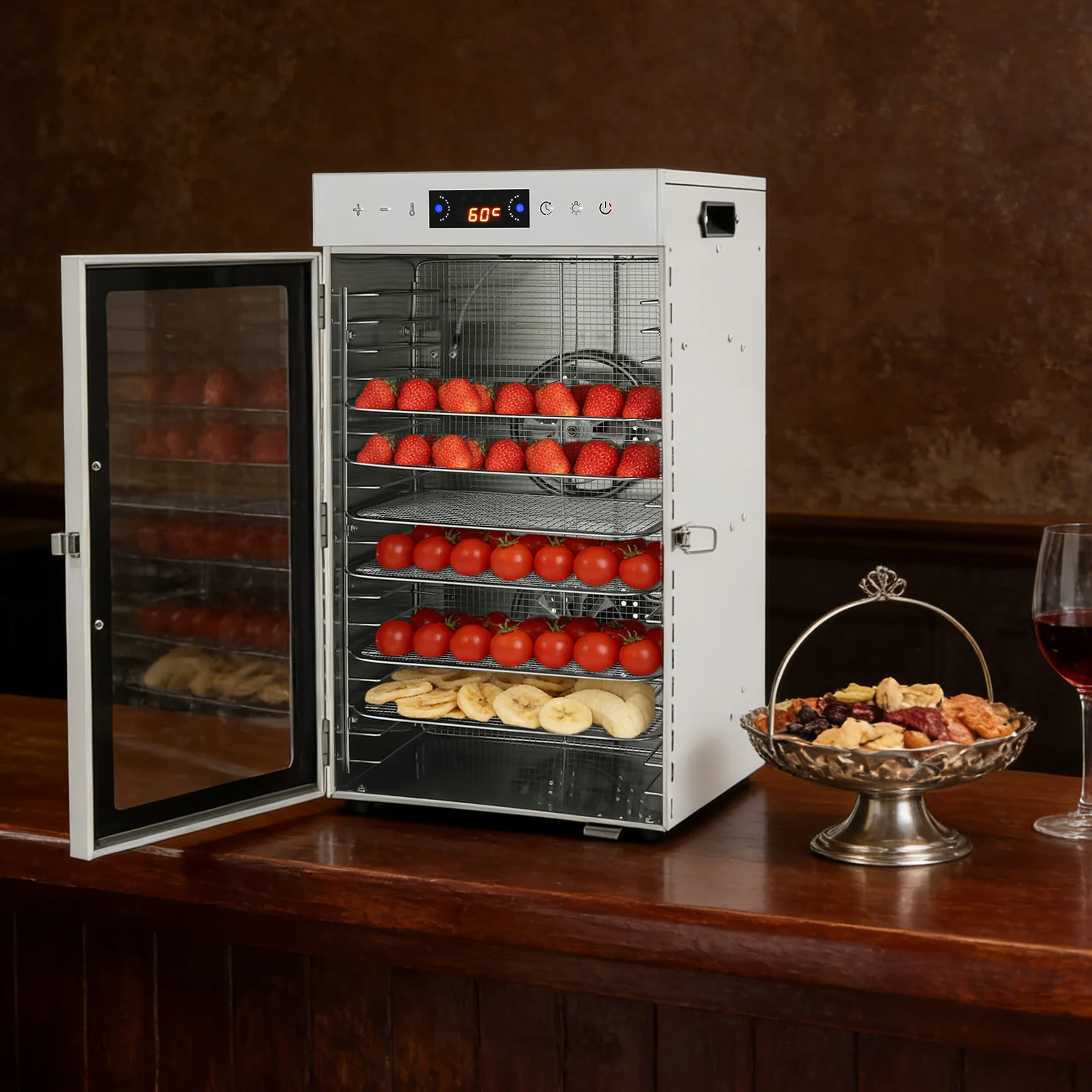 18 Trays Food Dehydrator 304 201 Stainless Steel Fruit Dryer 800W Commercial Food Dryer Machine for Meat, Fruit, Beef, Pet Food