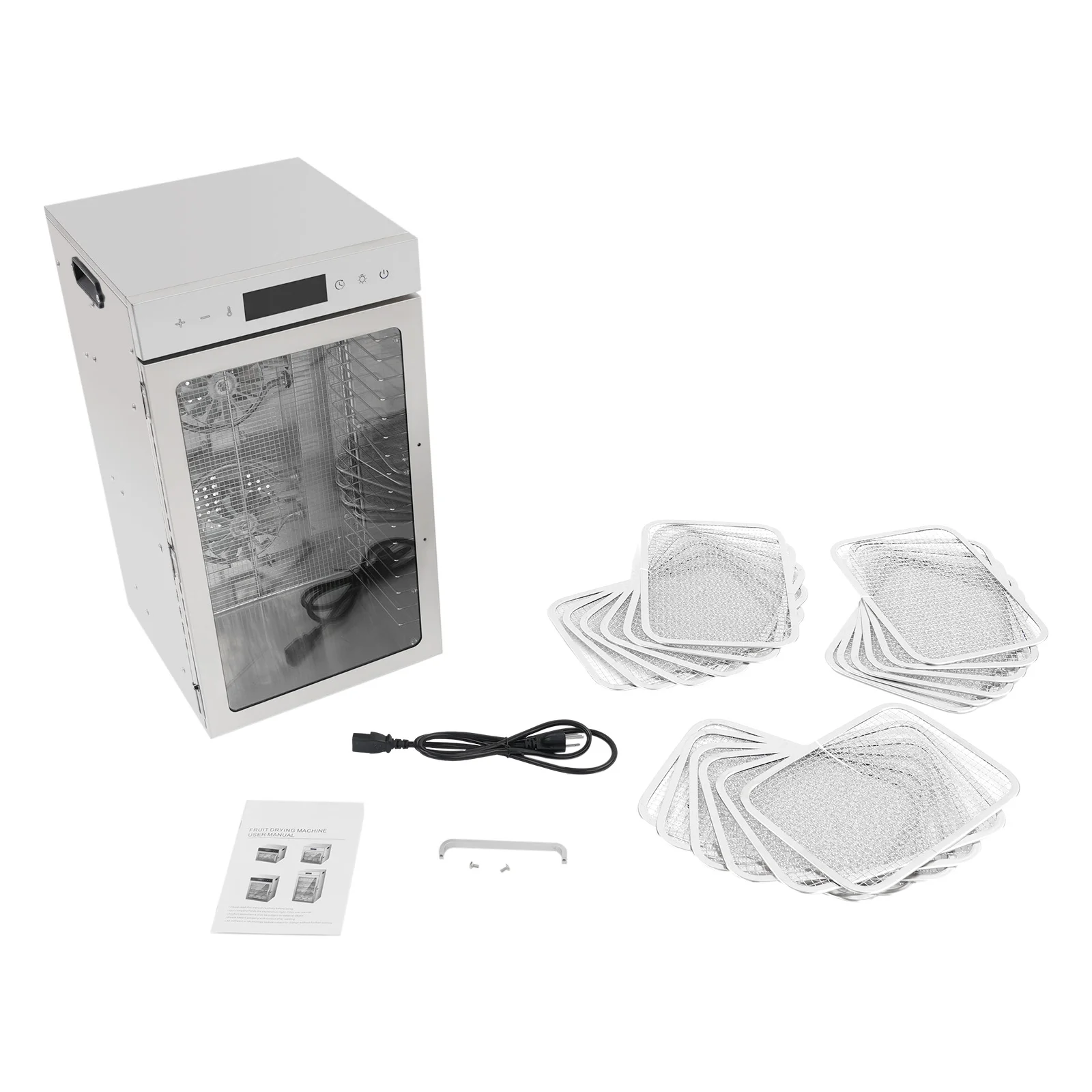 18 Trays Food Dehydrator 304 201 Stainless Steel Fruit Dryer 800W Commercial Food Dryer Machine for Meat, Fruit, Beef, Pet Food