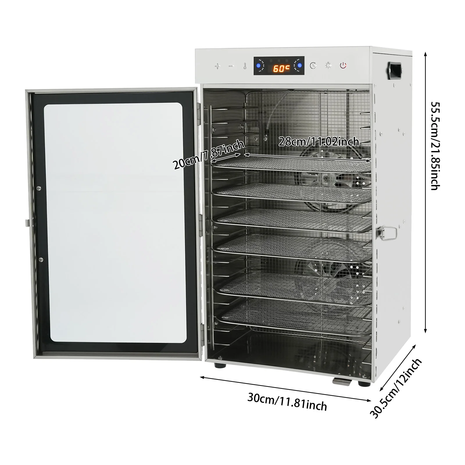 18 Trays Food Dehydrator 304 201 Stainless Steel Fruit Dryer 800W Commercial Food Dryer Machine for Meat, Fruit, Beef, Pet Food