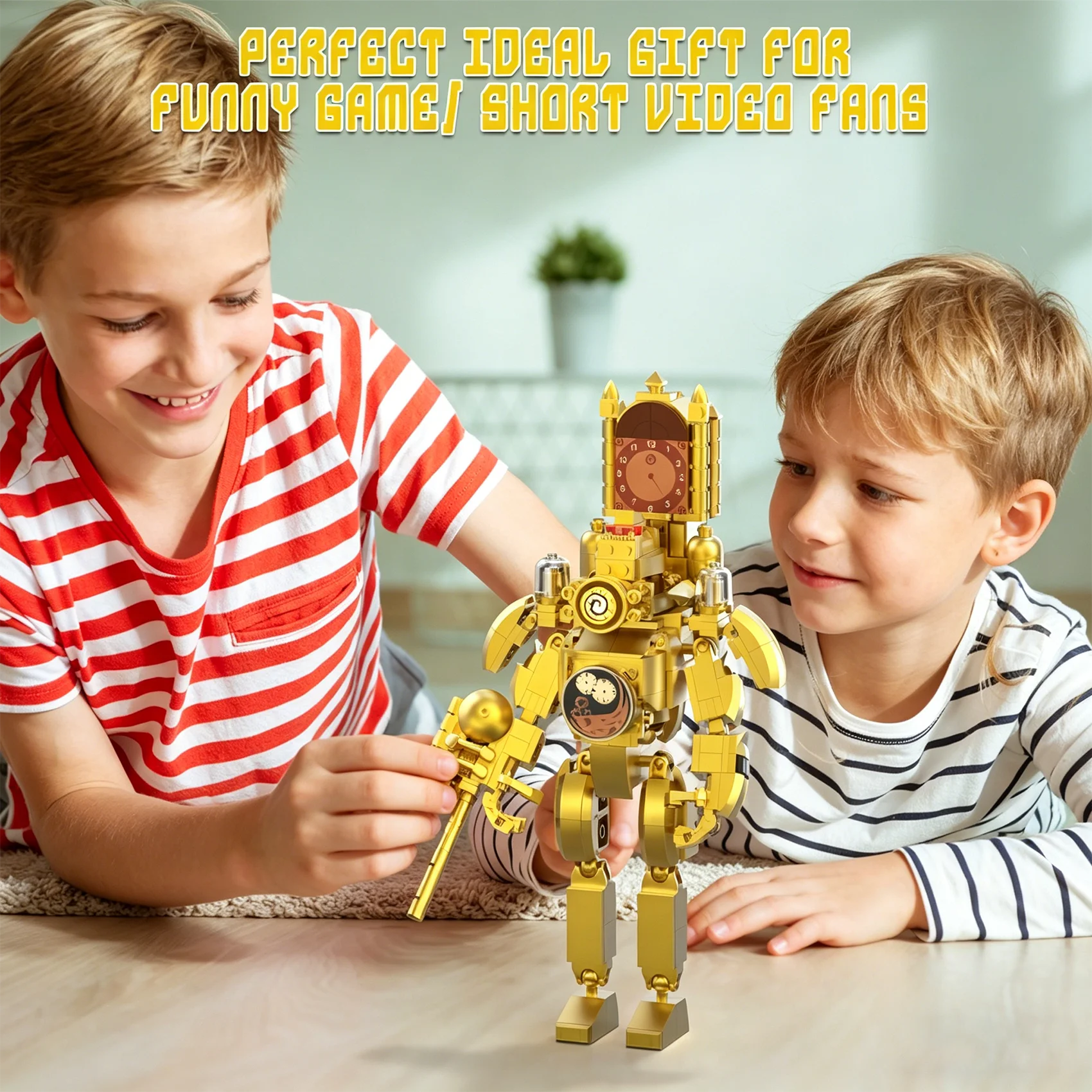 Skibidi Toilet Clearance Sale! Fast Shipping & Quick Delivery! Titan Clockman Building Blocks Set, 395Pcs Gold Titan Clockman Action Figure Model, Skibidi Toilet Series Collectible Construction Toy, DIY Assemble Bricks Gift for Kids Boys 8+
