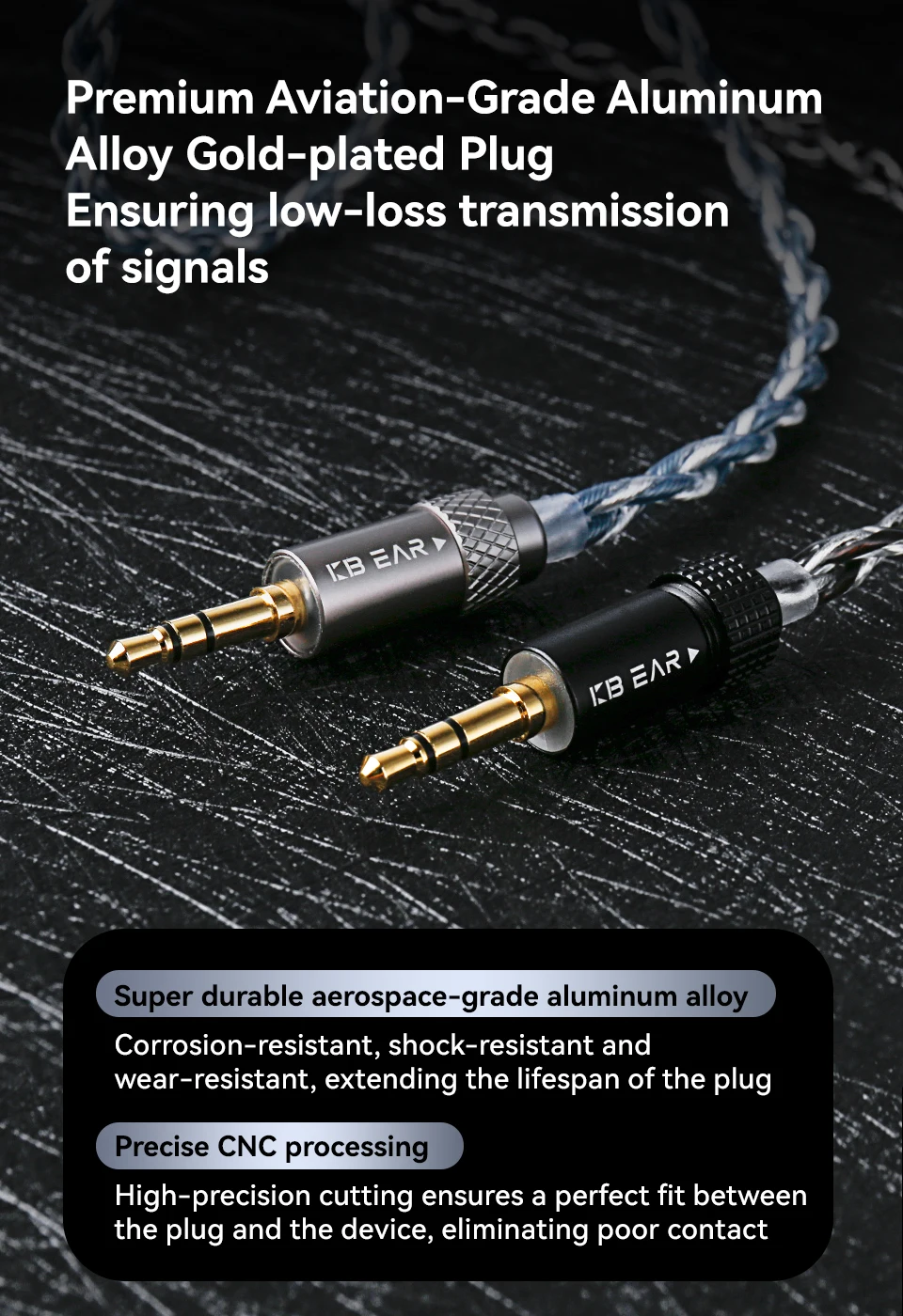 KBEAR P34 HiFi Earphone Upgrade Cable 5N OFC Silver-plated Headphone Cable With Interchangeable Plug Design For Wired Headset