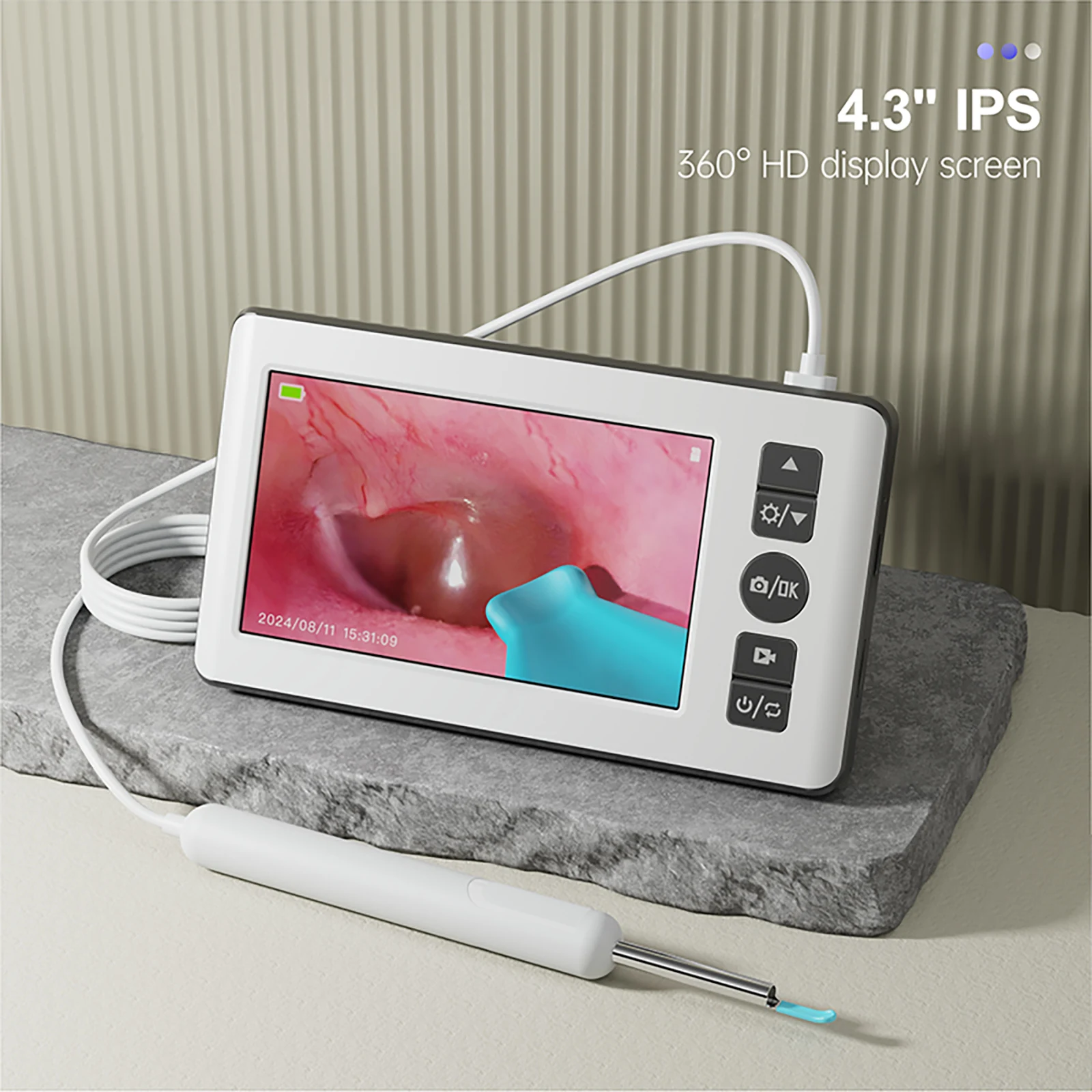 4.3 Inch HD Ear Wax Removal Camera Digital Otoscop Wireless Ear Scope For Adults Safe Ear Cleaner Kit Ear Tools For Home Use
