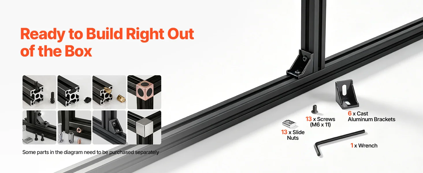 SucceBuy 2020/3030/4040/4080 Aluminum Extrusion Profile T Slot European Standard Anodized Linear Rail, High-Strength Extruded Aluminum Rail for 3D Printer Parts and CNC DIY Workbench