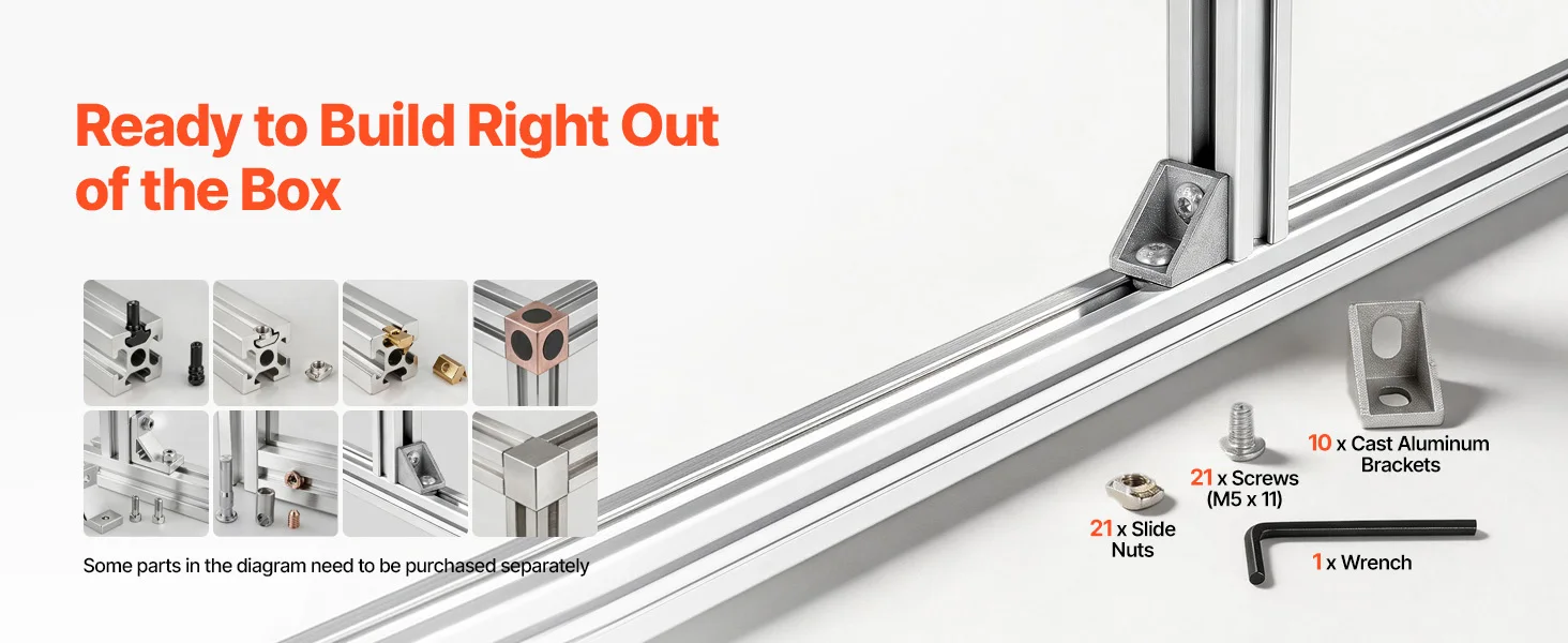SucceBuy 2020/3030/4040/4080 Aluminum Extrusion Profile T Slot European Standard Anodized Linear Rail, High-Strength Extruded Aluminum Rail for 3D Printer Parts and CNC DIY Workbench