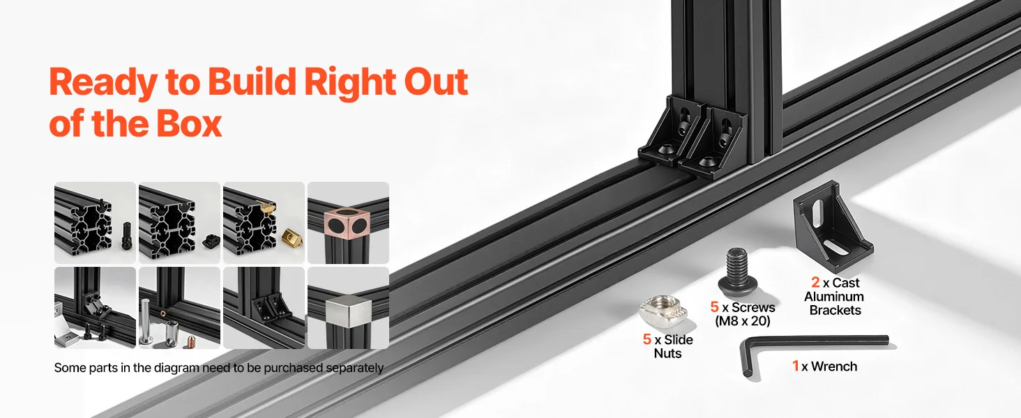 SucceBuy 2020/3030/4040/4080 Aluminum Extrusion Profile T Slot European Standard Anodized Linear Rail, High-Strength Extruded Aluminum Rail for 3D Printer Parts and CNC DIY Workbench