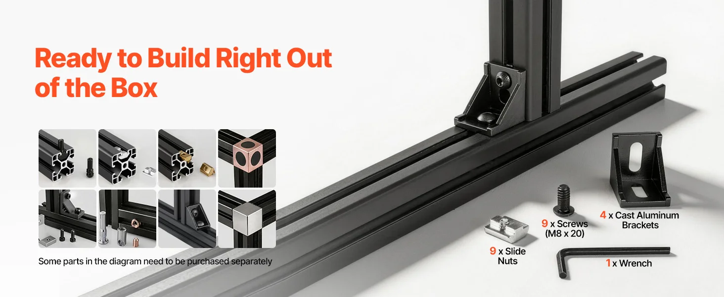 SucceBuy 2020/3030/4040/4080 Aluminum Extrusion Profile T Slot European Standard Anodized Linear Rail, High-Strength Extruded Aluminum Rail for 3D Printer Parts and CNC DIY Workbench